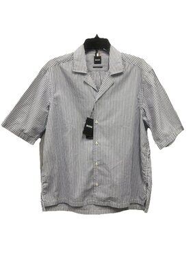 Boss Hugo Boss Lars Shirt Mens Small Blue Stripe Short Sleeve Button Down